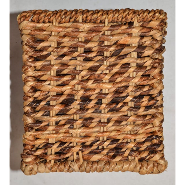 Vintage Natural Fiber Handwoven Seagrass Tissue Box Cover Bohemian For Sale - Image 10 of 13