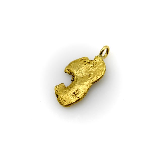 Metal Vintage 22k Gold Nugget Pendant With Pac-Man Resemblance For Sale - Image 7 of 10