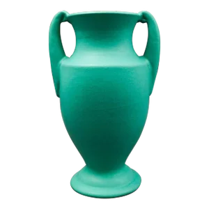 Mid 20th Century Phaltzgraff York, Pa 146 Vintage Arts & Crafts Green Pottery Handled Vase