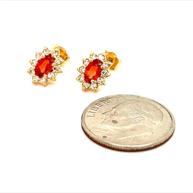 Natural Sapphire Diamond Stud Earrings 14k Gold 0.80 TCW Certified For Sale - Image 9 of 11