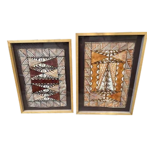 Late 20th Century Geometric Art Deco Drawings, Framed - Set of 2