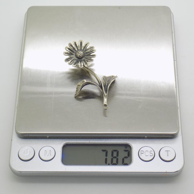Vintage Italian Handmade Genuine Silver Daisy Flower Dollhouse Figurine, 1970s For Sale - Image 10 of 13