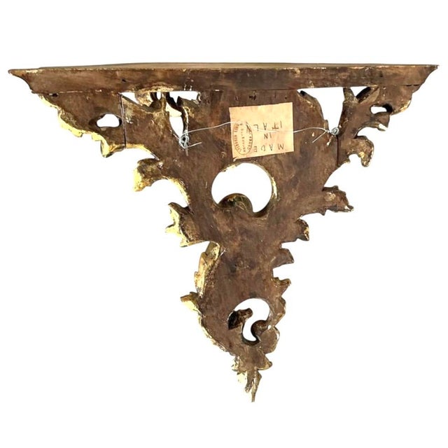 Wood Italian Hand-Carved Gilded Wall Brackets, Rococo, Mid-19th Century For Sale - Image 7 of 10