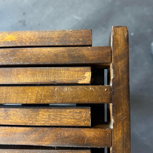 Wood Mid Century John Keal Walnut Expandable Slated Bench For Sale - Image 7 of 12