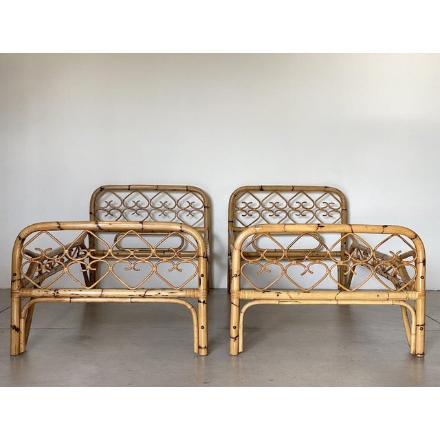 Mid-Century Modern Set of Bamboo Beds, 1970s Set of 2 For Sale - Image 3 of 16