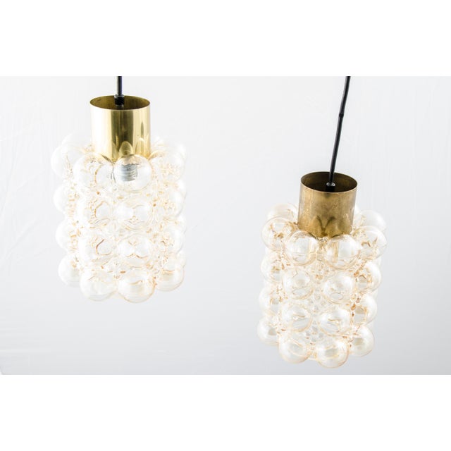 Metal Bubble Glass Pendant Lamps attributed to Helena Tynell & Heinrich Gantenbrink for Limburg, 1960s, Set of 2 For Sale - Image 7 of 9