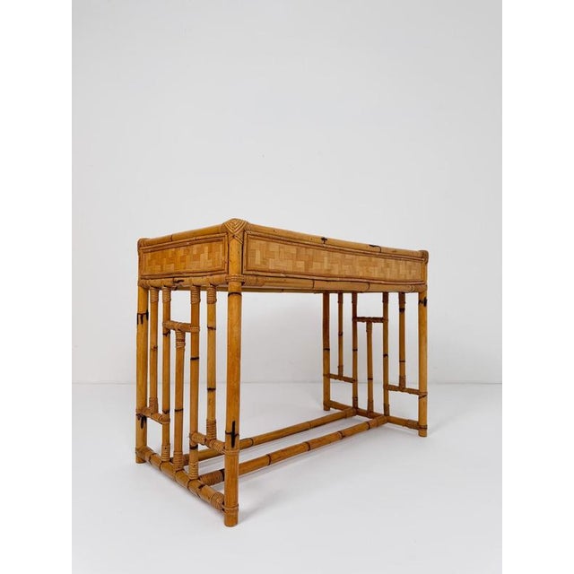 Mid-Century Modern Italian Bamboo, Cane and Rattan Console Desk, 1970s For Sale - Image 16 of 18