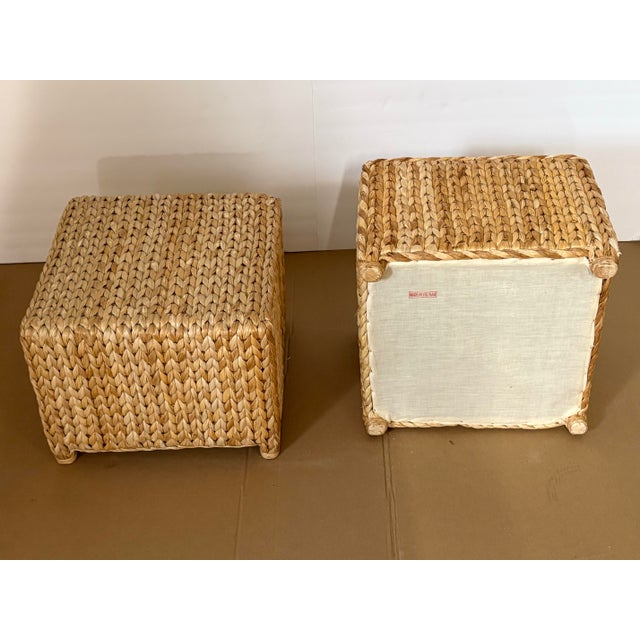 Early 21st Century Contemporary Organic Handwoven Jute Cube Poufs, Ottomans/Footstools - A Pair For Sale - Image 5 of 7