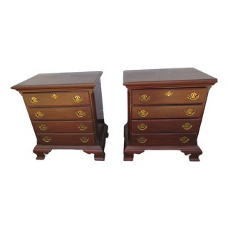 Pair James Sterling Mahogany Nightstands Tables Designer Bachelors Chest For Sale