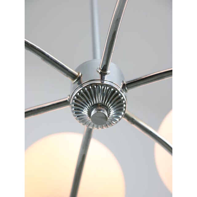 Vintage Italian Chrome and Opaline Chandelier, 1970s For Sale - Image 7 of 15