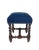 19th Century Antique Louis XIII French Baroque Stool W/Indigo Upholstery For Sale - Image 5 of 9