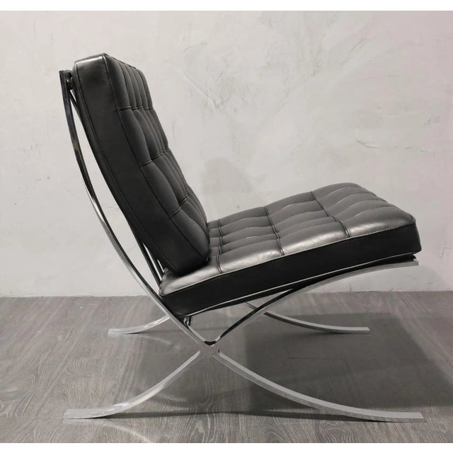 Mid-Century Modern Mies Van Der Rohe for Knoll Barcelona Chair and Stool For Sale - Image 3 of 10