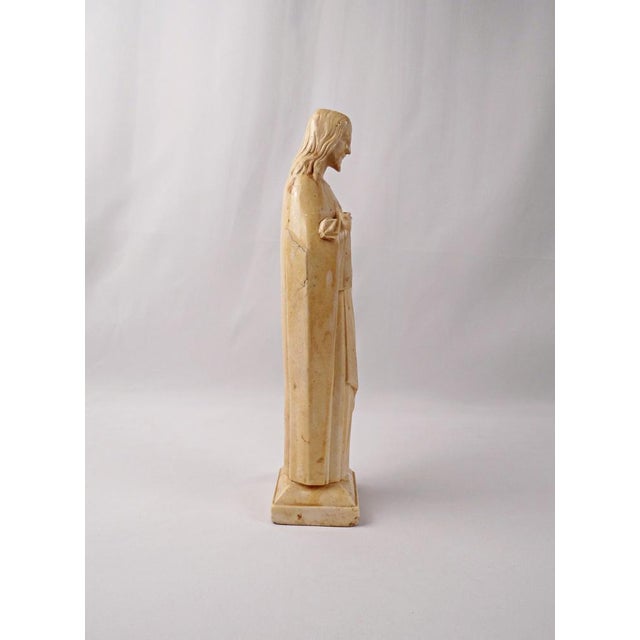 Art Deco Sacred Heart Jesus in Enameled Plaster after M. Angelli from Bacci, 1800s For Sale - Image 9 of 12