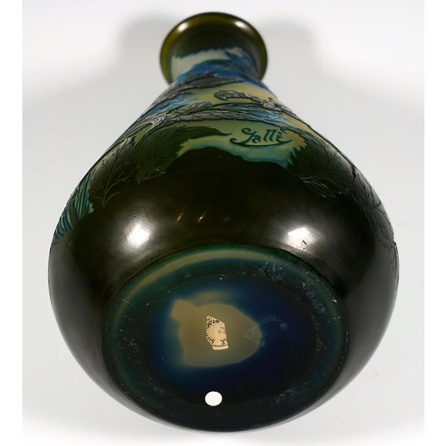 Large Art Nouveau Campanule Cameo Vase by Emile Gallé, Nancy, France, 1910s For Sale - Image 6 of 7