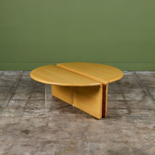 Wood Gerald McCabe Waterfall Coffee Table in Maple and Lucite For Sale - Image 7 of 17