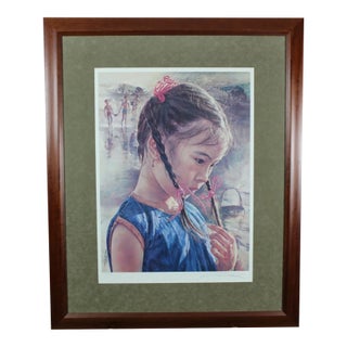 1990s Wai Ming Breeze 30" Signed & Numbered Lithograph Print For Sale