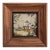 Vintage Solid Wood Framed Needlework Countryside Cottage Scene For Sale