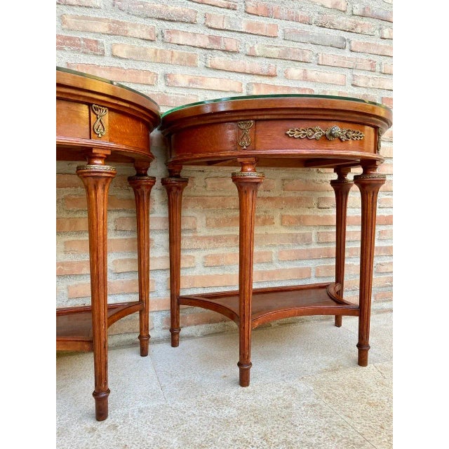 Empire Style Mahogany Nightstands with Bronze and Brass Details, 1930s, Set of 2 For Sale - Image 11 of 18