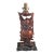 Antique Hand Carved Hardwood Hotei Happy Joyous Buddha Arms Raised Holding a Lotus Flower Table Lamp For Sale