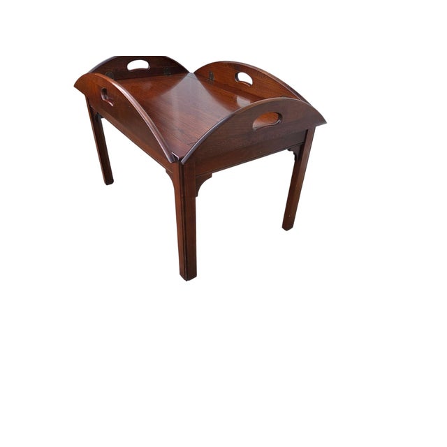 Chippendale 1980s Pennsylvania House Butlers Coffee Table Cherry Chippendale Tray Top Style For Sale - Image 3 of 18