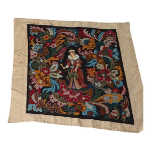 Antique Louis XIII Pictorial Needlepoint Tapestry 19thC