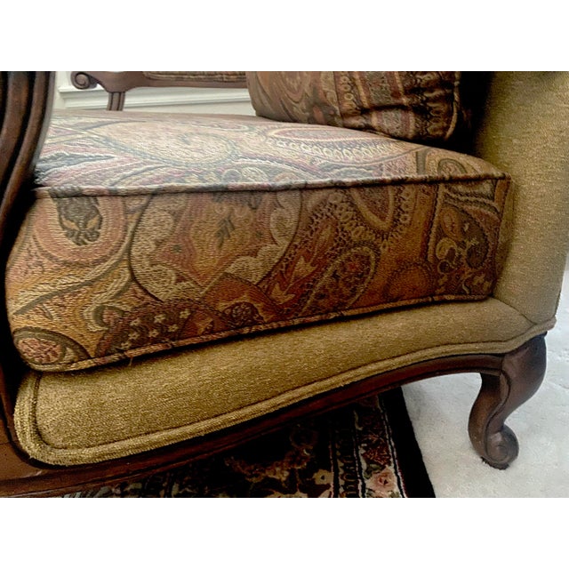 Ethan Allen Bergere French Louis XV Harris Chair With Ottoman Late 20th Century Excellent Condition For Sale In Denver - Image 6 of 18
