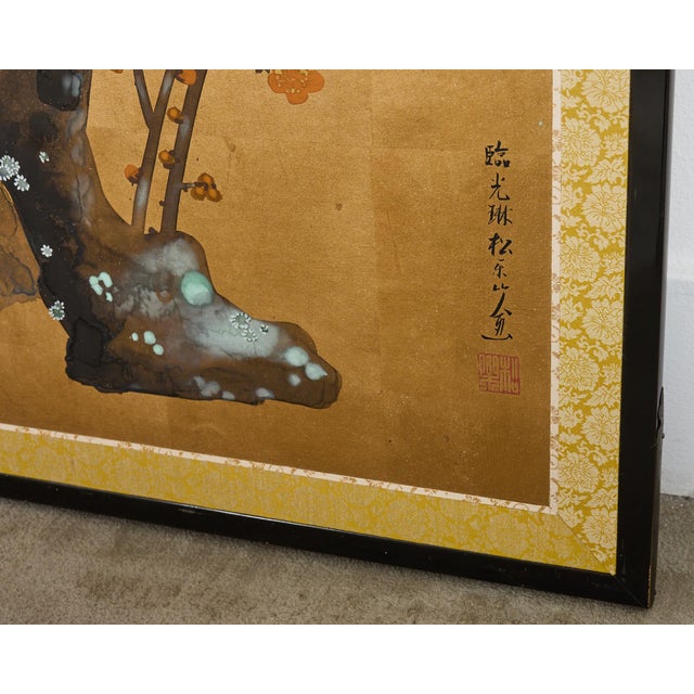 Pair of Red and White Plum Blossom Screens After Ogata Korin For Sale - Image 11 of 12
