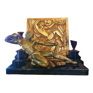 Salvator Riolo, Large Art Deco Archer Sculpture, 1920s, Patinated Bronze For Sale