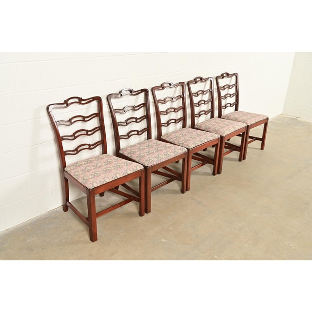 Baker Furniture Style Georgian Carved Mahogany Dining Chairs, Set of Five For Sale - Image 12 of 12