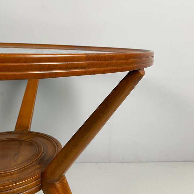 Mid-Century Modern Mid-Century Modern Italian Coffee Table in Wood and Decorated Glass, 1950s For Sale - Image 3 of 15