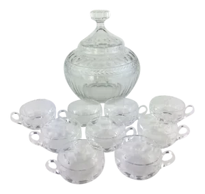 French Cut Crystal Liquor Stemware Set Barware Service
