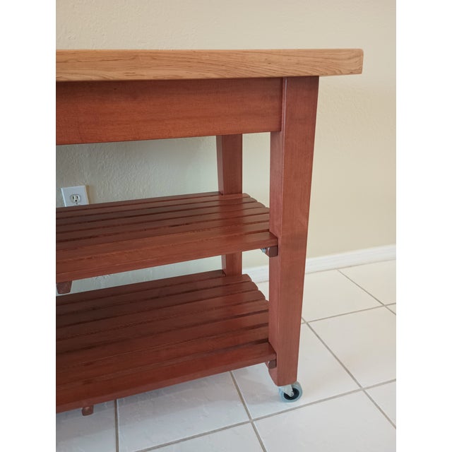 John Boos, Solid Oak Country Kitchen Professional Butcher Block Island For Sale - Image 10 of 16