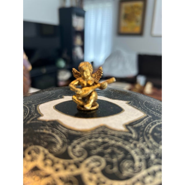 1940s 1940s Mid-Century Italian Reuge Ballerina Leather Lipstick Musical Carousel Music Box For Sale - Image 5 of 10