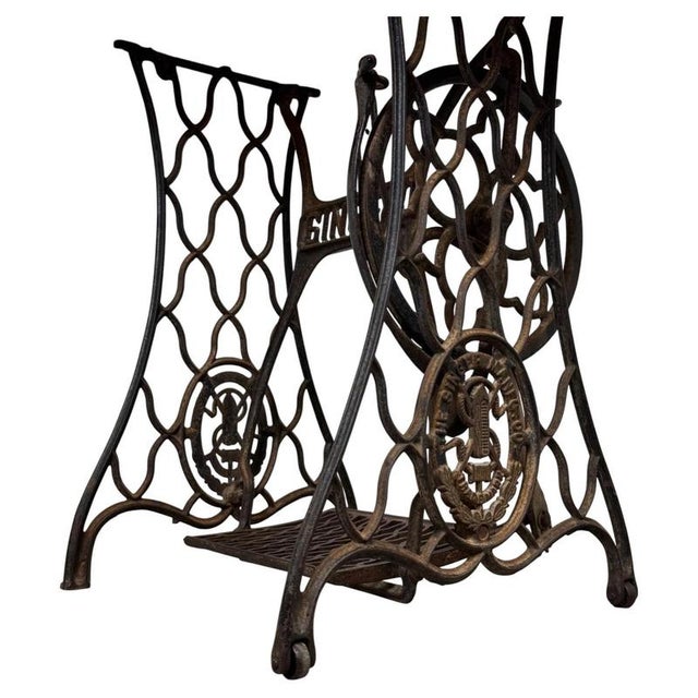 Vintage English Cast Iron Sewing Machine Base Table, 1900s For Sale - Image 3 of 12