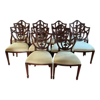 Set of 10 Maitland Smith Hepplewhite Chairs With Scalamandre Upholstery For Sale