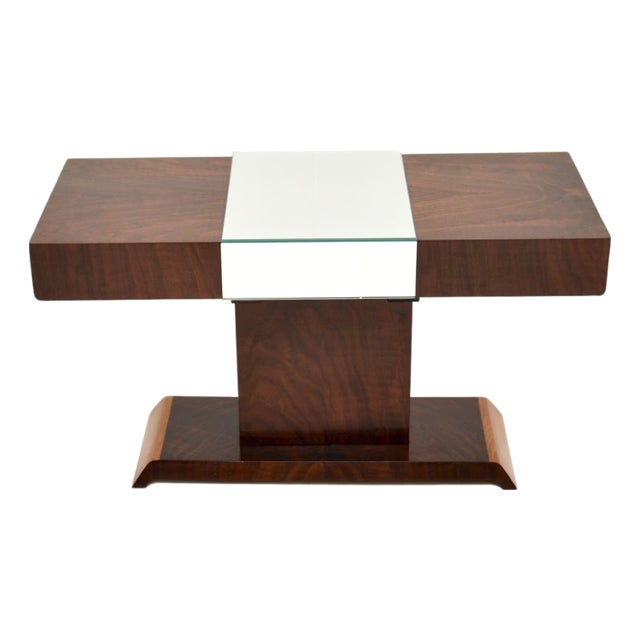Art Deco Mirrored Coffee Table in Walnut, 1930s For Sale