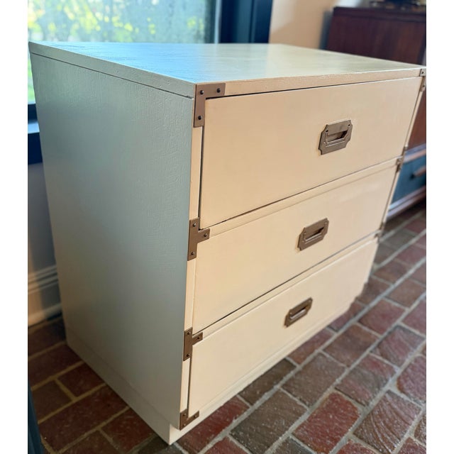 Mid-Century Modern Mid-Century Modern Campaign Style Three Drawer Chest by Bernhardt For Sale - Image 3 of 11