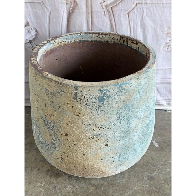 Terra Cotta Garden Urn With Verdigris Patina For Sale - Image 9 of 9