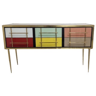 Multicolor Glass Dresser with Drawers, 1980s For Sale