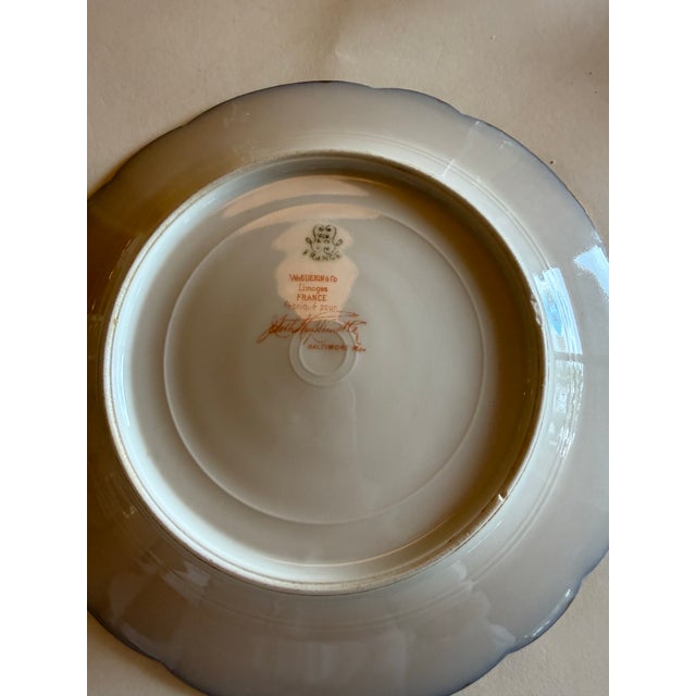 Limoges, France Antique Wm. Guerin Limoges Cobalt & Gilt Hand-Painted Cherub Cabinet Plates – Pair For Sale - Image 4 of 4