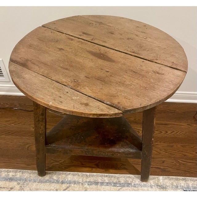 Vintage English Style Large Cricket End Table With a Painted Base, This charming pub table has a great antique appeal. Its...