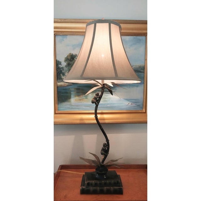 Metal 1980s Maitland Smith Style Monkey on Palm Lamps For Sale - Image 7 of 7