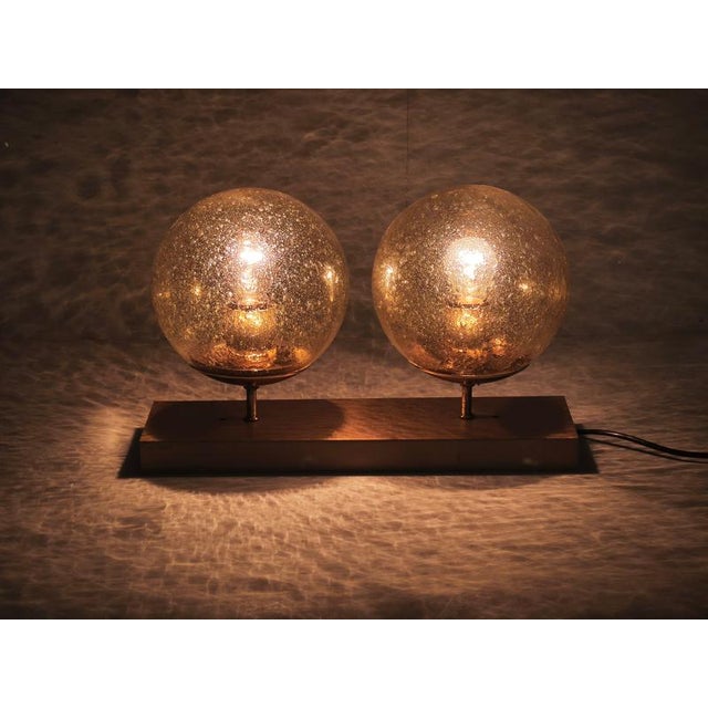 Vintage Czech Space Age Double Wall Light with Amber Bubble Glass Globes, 1970s For Sale - Image 3 of 15