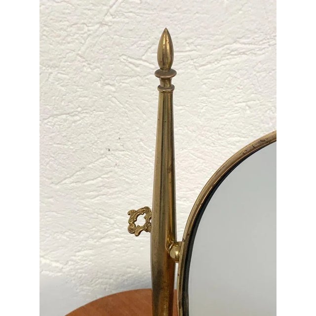 Metal Italian Polished Brass Table Mirror with Adjustable Marble Vanity Base, 1950s For Sale - Image 7 of 11