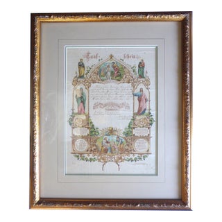 Decorative German Baptism Certificate Dating 1907 for Franziska Maria Caroline For Sale