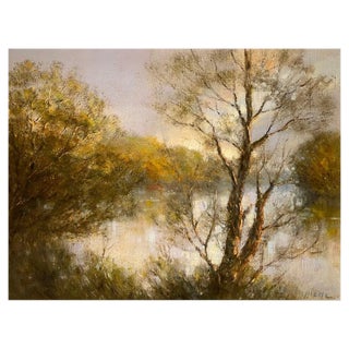 Roger Delapierre, Edge of the Rhone, Oil on Canvas, 1982 For Sale