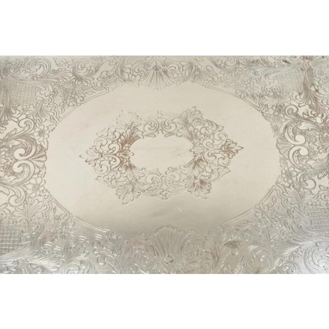 Antique English Victorian Rectangular Silver Plated Platter Bar Tray on Paw Feet For Sale In Philadelphia - Image 6 of 11