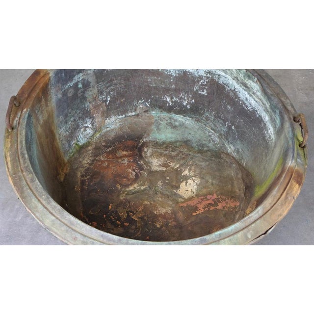 Large Antique Copper Kettle or Basin For Sale - Image 6 of 15