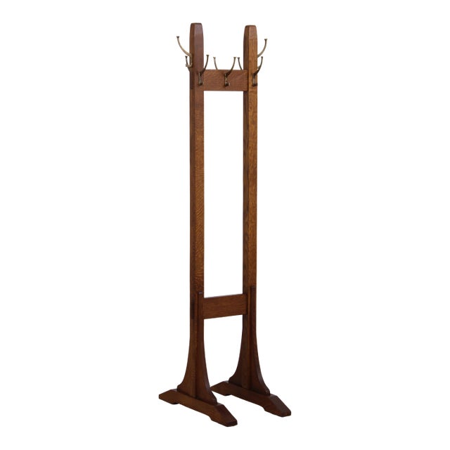 Stickley Mission Oak Double Coat Rack Hall Tree For Sale