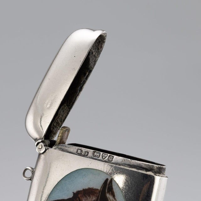 Antique 20th Century Edwardian Silver Vesta Case with Enamel Detailing, 1903 For Sale - Image 8 of 12